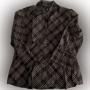 Womens The Limited Black and White Button Down Blouse Shirt Size Large